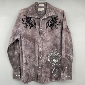 Eighty Eight Large Grey Acid Wash Shirt Knight Griffin Gothic Steampunk Grunge